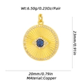 Detailed copper evil eye charm dimensions showing 23mm height and 20mm width in gold - Blue and Black Evil Eye Round Style (XL-306-B) / Pendant
