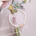 Elegantes weißes Perlenarmband mit rosa Hamsa-Hand-Anhänger und goldener Kette - 4# Rosa