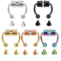 Detailed view of magnetic septum rings in five colors with interchangeable spike heads - Combination Set