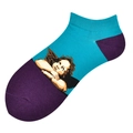 Chaussettes basses en coton bleu et violet avec motif jacquard d'ange classique - 36-44 / Ange de Raphaël sur Fond Bleu