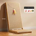 L-shaped vertical cardboard cat scratcher with wood grain frame and toy set, 61cm height - Large (24.8*35.2*61cm)