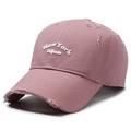Distressed pink baseball cap with New York embroidery and vintage torn canvas texture - Adjustable / Pink