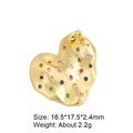 Detail of gold heart pendant with multicolor zircon inlay, size 16.5x17.5x2.4mm and weight 2.2g - Heart Pendant