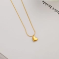Elegant gold titanium steel heart pendant necklace with fine chain for women - Minimalist Small Heart