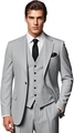Detail shot of light grey three-piece business suit with textured fabric and slim-fit cut - 2XS / Light Gray