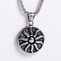 Collar colgante de girasol retro de acero inoxidable plateado con patrón grabado vintage - Colgante Color Acero (Sin Cadena)