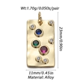 Rechteckiger Goldlegierungsanhänger mit bunten Kristallen für DIY Sonne Mond Schmuck - CX139-7/Rechteck Mehrfarbiger Stein Einlage Anhänger (Ohne Kette)