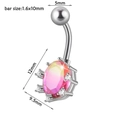 Pink and yellow gradient oval zircon belly ring with curved surgical steel bar - 1.6x10mm / Oval/Pink-Yellow Gradient
