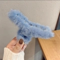 Blaue Plüsch-Haarklammer aus Kunstpelz für Damen Winter-Haarstyling-Zubehör - 11cm / Dunstblau