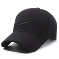 Gorra de béisbol de algodón negro con letras Kunshan bordadas de estilo clásico - Ajustable / Negro con bordado negro