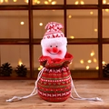 Gestrickter Weihnachtsbeutel mit 3D-Schneemannfigur und festlichen Streifenmustern - Gestrickte Apfeltasche [Schneemann]