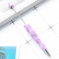 DIY purple beaded ballpoint pen featuring You & Me love patterns and metal rod detail - Valentine's Day Model B-Purple