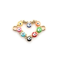 Golden heart charm with evil eye beads in eight colors for DIY jewelry making - 10pcs Heart Shaped Evil Eye Connection Charms