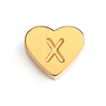 Golden heart pendant with engraved letter X made of polished stainless steel for DIY jewelry - Letter X (Gold)