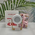 Portable folding lantern night light with white round head and wooden handle - Little Gift Bag + Cupid Gift Wrap / White