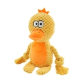 Yellow plush duck pet toy with cotton rope arms for dog interactive tugging and chewing - Duck