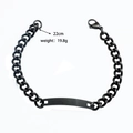 Black stainless steel Cuban link identification bracelet for men with 22cm bar detail - Black Men's Style