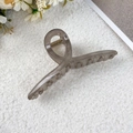 Pinza de pelo grande gris translúcido con diseño de gelatina en tela blanca - 13cm / Gris