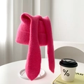Bright rose red knit beanie featuring cute long rabbit ears for autumn and winter warmth - Long Ears / Rose Red