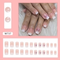 Pink and white gradient French press-on nails with 3D purple butterfly accents 24pcs set - W737 Aurora Butterfly (Glue Style)