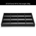 Schwarze Schmucklade mit 12 Fächern, 35x24x3cm mattes Display für Ringe und Halsketten - Schwarzes 12-Fächer Gitter Tablett