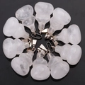 White crystalline stone gourd pendants with silver metal clasps on dark background - White Crystal