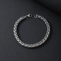 Polished silver stainless steel Spiga wheat chain bracelet with secure lobster clasp - 21cm / Silver/5.0mm Dragon Bone Chain