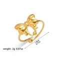 Adjustable 18k gold plated stainless steel bow ring with an open band design - Solid Bow Style (XKR0159) / Gold