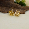 Pair of yellow resin cube charms with gold-plated edges for DIY jewelry making - Smoky Yellow