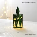 Dark green 15cm Christmas LED lantern with reindeer cutout patterns and warm glow - Green Candle