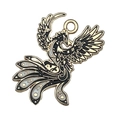 Golden phoenix pendant with black and white enamel detail for DIY jewelry making - Bird Phoenix