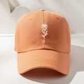 Casquette de baseball en coton pêche lavé avec broderie rose blanche mixte - Orange