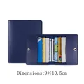 Dark blue pebbled leather card holder with multi-slot design and metal snap closure - 9*10.5cm / Thick Material 8 Slots / Dark Blue