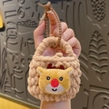 Handmade knitted reindeer coin purse with brown bead handle in a cute reindeer design - Deer