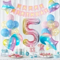 5th birthday party decoration set with gradient number balloon and pink banner - Number 5 Set