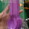 Single pack of purple plastic spoons for starry sky themed birthday party supplies - Purple Spoon