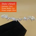 Cerchietto floreale argento con perle bianche e strass trasparenti su scatola di velluto - Stile 5 (Argento)