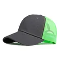 Deep grey and neon green mesh baseball cap with high-contrast stitching and a curved brim - Adjustable / Dark Gray Fluorescent Green Mesh