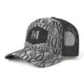 Gorra de béisbol de malla con estampado de letras y logotipo metálico M frontal - L (58-60cm) / Gris