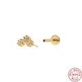 925 sterling silver gold stud earring featuring three white sparkling cubic zirconia stones - Gold #1