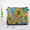 DIY diamond painting crossbody bag with vibrant sunflower pattern and gold chain strap - Sunflower (Black) (AA077)