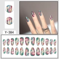Almond shaped press-on nails with colorful glitter swirls and shimmering metallic design - Abstract Metal Glitter Quicksand (Y-384)