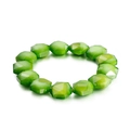 Bohemian style titanium steel bracelet with emerald green faceted crystal beads - Solid Emerald Green Faceted Cut Beads Style (KB99072-Z)