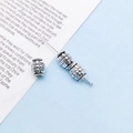 Antique silver spacer bead with vintage daisy floral carvings for DIY jewelry making - Round Tube Floral Spacer Bead (16470) / 1 Piece/Pack (8x6mm) / Antique Silver