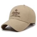 Khaki Baumwoll-Baseballkappe mit k.y. Chasing Inspiration 3D-Stickerei-Detail - Verstellbar / Dunkelbeige