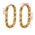 Golden stainless steel hoop earrings with diamond-cut texture and dimensions 16x21.5mm - Gold Patterned