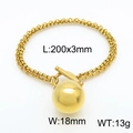 Bracciale dorato con ciondolo a sfera e chiusura OT in design di acciaio inossidabile - Bracciale Dorato (KB154290-Z)