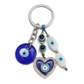 Nahaufnahme von türkischem blauem Auge Schlüsselanhänger mit Herzanhänger und Silberring - Herzform Blaues Auge (BU03)