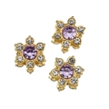 Ornamenti floreali dorati con pietre viola e cristalli trasparenti per decorazioni - Zircone Viola