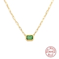 Collana a graffetta in argento 925 con pendente geometrico in zircone verde - Oro #2 (Rettangolo Zirconia Verde)
